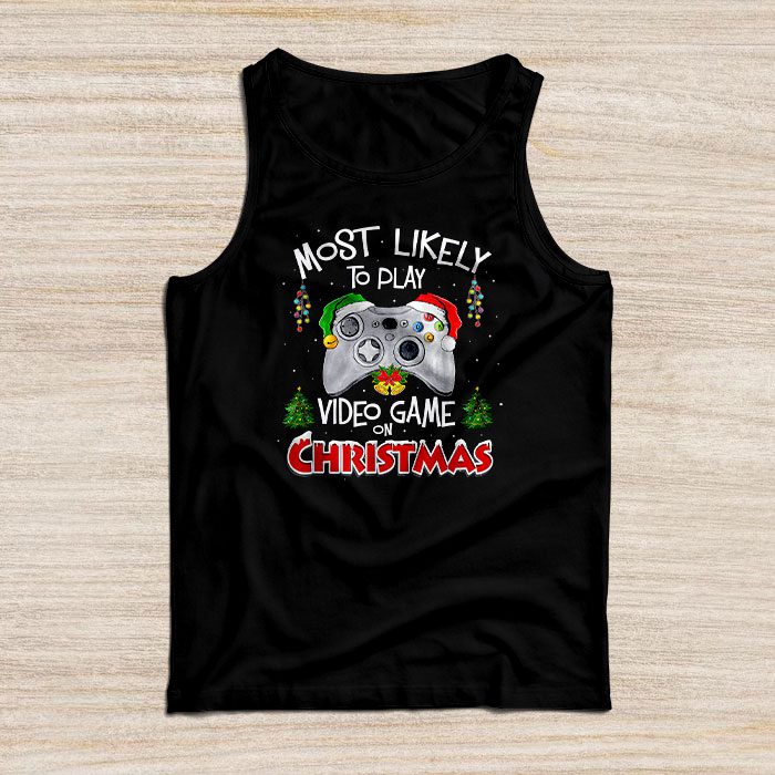 Most-Likely-To-Play-Video-Games-On-Christmas-Xmas-Lights-Tank-Top Most Likely To Play Video Games On Christmas Xmas Lights Tank Top