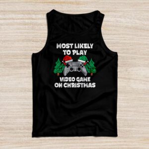 Most Likely To Play Video Games On Christmas Xmas Lights Tank Top