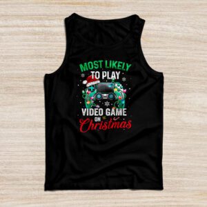 Most Likely To Play Video Games On Christmas Xmas Lights Tank Top