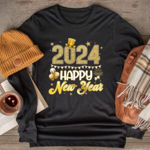 New Years Eve Party Supplies 2024 Happy New Year Fireworks Longsleeve Tee