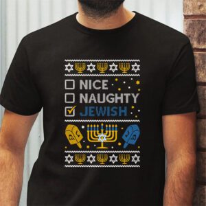 Nice Naughty Jewish Ugly Hanukkah Sweater Chanukah Jew Gift T Shirt 2 2