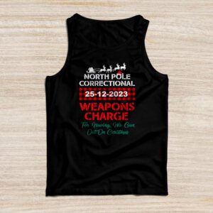North Pole Correctional Weaponds Charge His Guns Out On Xmas Tank Top