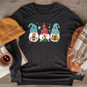 Nurse Christmas Gnomes Cute Xmas Scrub Top For Nurses Women Longsleeve Tee