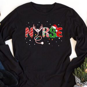 Nurse Christmas Stethoscope Nurses Xmas Scrub Top Women Longsleeve Tee 1 3