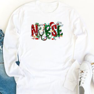 Nurse Christmas Stethoscope Nurses Xmas Scrub Top Women Longsleeve Tee 1