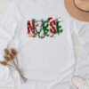 Nurse Christmas Stethoscope Nurses Xmas Scrub Top Women Longsleeve Tee