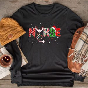 Nurse Christmas Stethoscope Nurses Xmas Scrub Top Women Longsleeve Tee 2 3