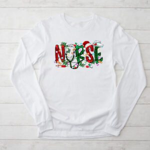 Nurse Christmas Stethoscope Nurses Xmas Scrub Top Women Longsleeve Tee 2