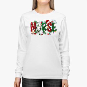 Nurse Christmas Stethoscope Nurses Xmas Scrub Top Women Longsleeve Tee 3