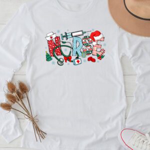 Nurse Christmas Stethoscope Nurses Xmas Scrub Top Women Longsleeve Tee