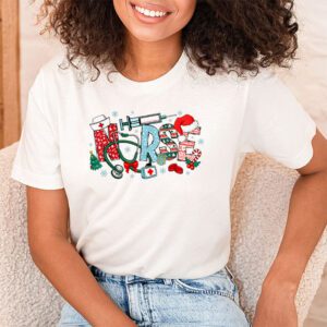 Nurse Christmas Stethoscope Nurses Xmas Scrub Top Women T Shirt 1 1