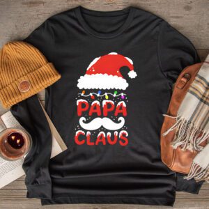 Papa Claus Shirt Christmas Lights Pajama Family Matching Longsleeve Tee