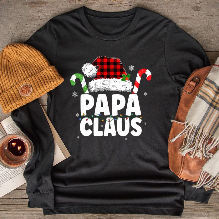 Papa-Claus-Shirt-Christmas-Lights-Pajama-Family-Matching-Longsleeve-Tee Papa Claus Shirt Christmas Lights Pajama Family Matching Longsleeve Tee