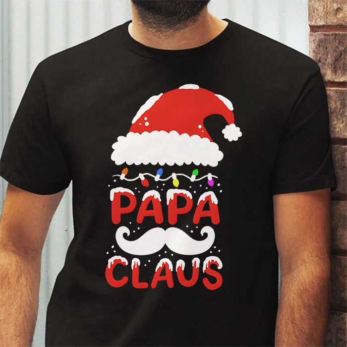Papa-Claus-Shirt-Christmas-Lights-Pajama-Family-Matching-T-Shirt-2 Papa Claus Shirt Christmas Lights Pajama Family Matching T Shirt 2