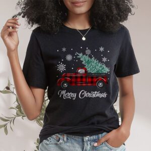 Red Buffalo Plaid Pickup Truck with Tree Merry Christmas T Shirt 1 1