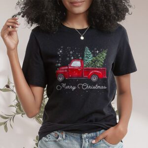 Red Buffalo Plaid Pickup Truck with Tree Merry Christmas T Shirt 1 3