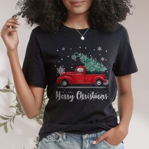 Red Buffalo Plaid Pickup Truck with Tree Merry Christmas T Shirt 1