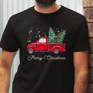 Red Buffalo Plaid Pickup Truck with Tree Merry Christmas T Shirt 2 3