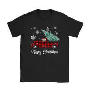 Red Buffalo Plaid Pickup Truck with Tree Merry Christmas T-Shirt