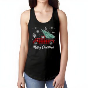 Red Buffalo Plaid Pickup Truck with Tree Merry Christmas Tank Top 1 1