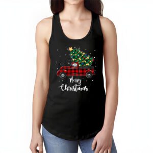 Red Buffalo Plaid Pickup Truck with Tree Merry Christmas Tank Top 1 2