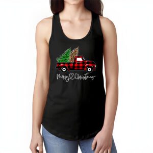 Red Buffalo Plaid Pickup Truck with Tree Merry Christmas Tank Top 1 4