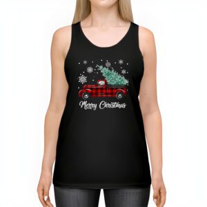 Red Buffalo Plaid Pickup Truck with Tree Merry Christmas Tank Top 2 1