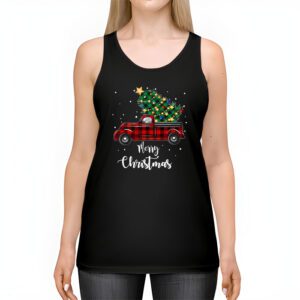 Red Buffalo Plaid Pickup Truck with Tree Merry Christmas Tank Top 2 2