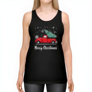 Red Buffalo Plaid Pickup Truck with Tree Merry Christmas Tank Top 2