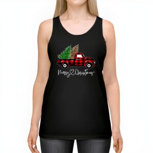 Red Buffalo Plaid Pickup Truck with Tree Merry Christmas Tank Top 2 4