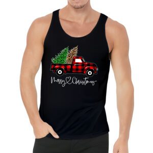 Red Buffalo Plaid Pickup Truck with Tree Merry Christmas Tank Top 3 4