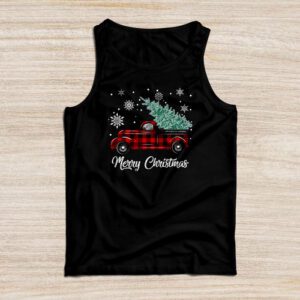 Red Buffalo Plaid Pickup Truck with Tree Merry Christmas Tank Top