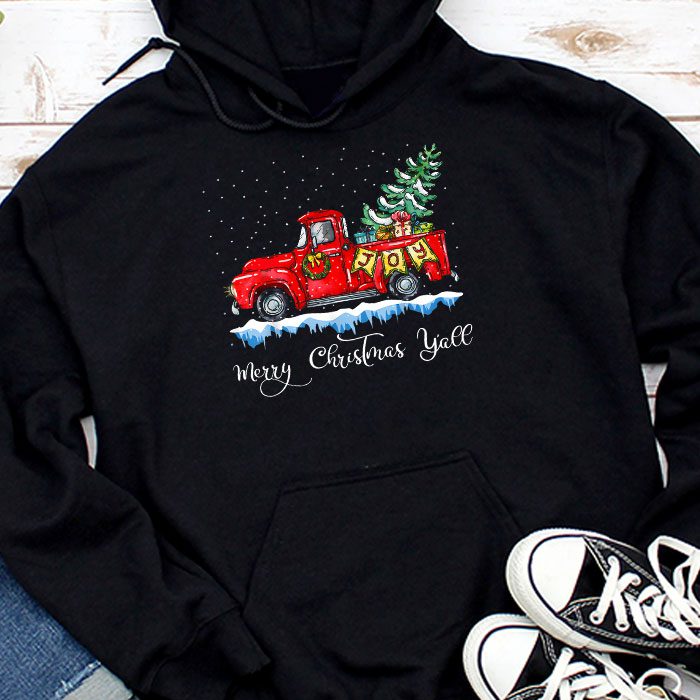 Red-Truck-Christmas-Funny-Merry-Christmas-Yall-Women-Gifts-Hoodie Red Truck Christmas Funny Merry Christmas Yall Women Gifts Hoodie