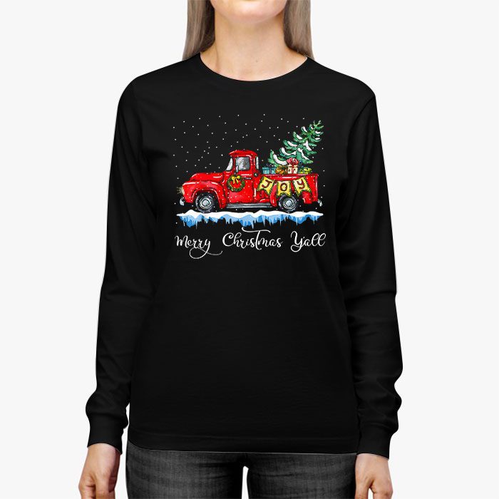 Red-Truck-Christmas-Funny-Merry-Christmas-Yall-Women-Gifts-Longsleeve-Tee-2 Red Truck Christmas Funny Merry Christmas Yall Women Gifts Longsleeve Tee 2