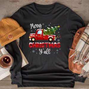 Red Truck Christmas Funny Merry Christmas Yall Women Gifts Longsleeve Tee