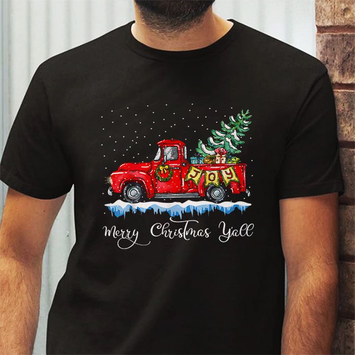 Red-Truck-Christmas-Funny-Merry-Christmas-Yall-Women-Gifts-T-Shirt-2 Red Truck Christmas Funny Merry Christmas Yall Women Gifts T Shirt 2
