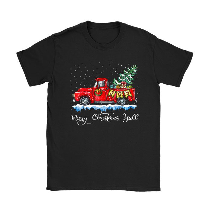 Red-Truck-Christmas-Funny-Merry-Christmas-Yall-Women-Gifts-T-Shirt Red Truck Christmas Funny Merry Christmas Yall Women Gifts T-Shirt