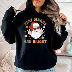 Retro Groovy Christmas Merry Stay Bright Hippie Santa Peace Hoodie 1 2