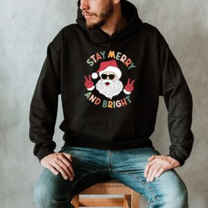 Retro Groovy Christmas Merry Stay Bright Hippie Santa Peace Hoodie 2 1
