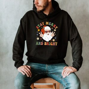 Retro Groovy Christmas Merry Stay Bright Hippie Santa Peace Hoodie 2 2