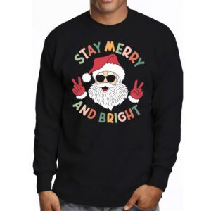 Retro Groovy Christmas Merry Stay Bright Hippie Santa Peace Longsleeve Tee 3 1