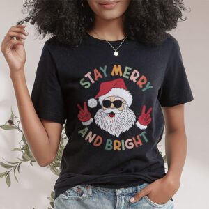 Retro Groovy Christmas Merry Stay Bright Hippie Santa Peace T Shirt 1 1