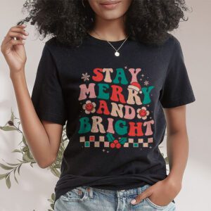 Retro Groovy Christmas Merry Stay Bright Hippie Santa Peace T Shirt 1 4