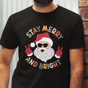 Retro Groovy Christmas Merry Stay Bright Hippie Santa Peace T Shirt 2 1