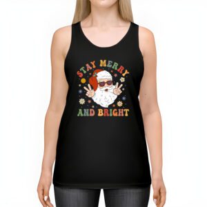 Retro Groovy Christmas Merry Stay Bright Hippie Santa Peace Tank Top 2 2