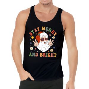 Retro Groovy Christmas Merry Stay Bright Hippie Santa Peace Tank Top 3 2