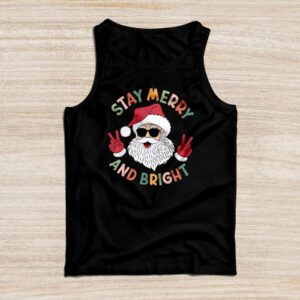 Retro Groovy Christmas Merry Stay Bright Hippie Santa Peace Tank Top