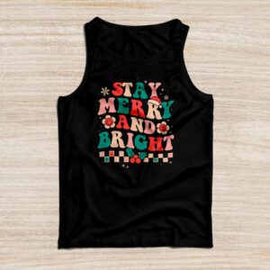 Retro Groovy Christmas Merry Stay Bright Hippie Santa Peace Tank Top