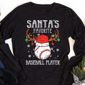 Santa's Favorite Baseball Player Christmas Pajama Longsleeve Tee 1 Santas Favorite Baseball Player Christmas Pajama Longsleeve Tee 1 1