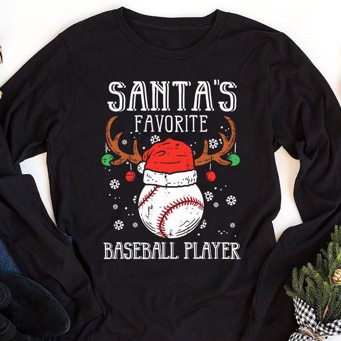 Santas-Favorite-Baseball-Player-Christmas-Pajama-Longsleeve-Tee-1 Santas Favorite Baseball Player Christmas Pajama Longsleeve Tee 1 1